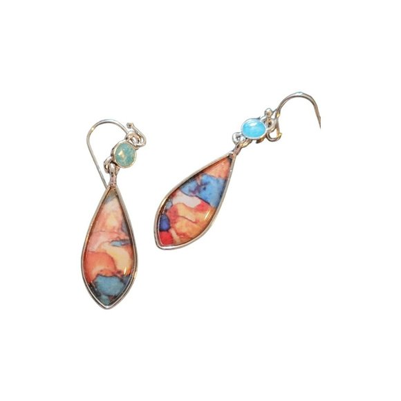 Colorful Cloissone Teardrop Earrings - Picture 1 of 3